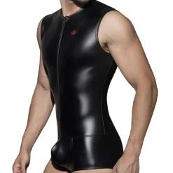 AD Fetish Bodys Sexy|Tenues Sexy-Body Boxer Front Zip Rub Cockring Noir