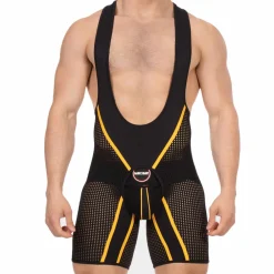 Barcode Bodys Sexy|Tenues Sexy-Body Chaps Krish Noir - Jaune