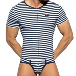 ES Collection Bodys De Nuit|Bodys-Body Coton Rayure Marine