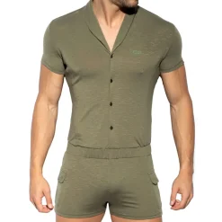 ES Collection Bodys-Body Manches Courtes Kaki