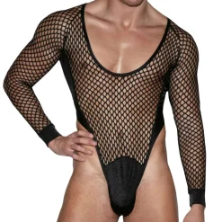 Omohonia Bodys Sexy-Body String Cupido Résille Noir