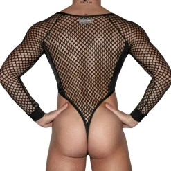 Omohonia Bodys Sexy-Body String Cupido Résille Noir