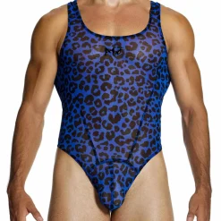 Modus Vivendi Bodys Sexy|Tenues Sexy-Body String Léopard Bleu