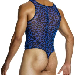 Modus Vivendi Bodys Sexy|Tenues Sexy-Body String Léopard Bleu