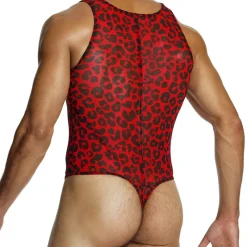 Modus Vivendi Bodys Sexy|Tenues Sexy-Body String Léopard Rouge