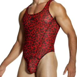 Modus Vivendi Bodys Sexy|Tenues Sexy-Body String Léopard Rouge