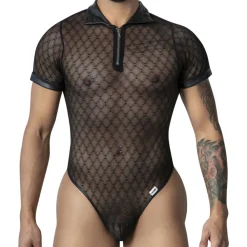 CandyMan Bodys Sexy|Tenues Sexy-Body String Résille Géométrique Noir