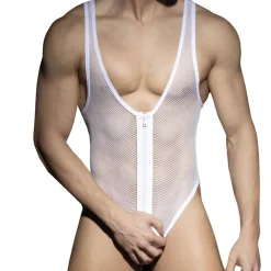 AD Fetish Bodys Sexy|Tenues Sexy-Body String Zip Mesh Blanc