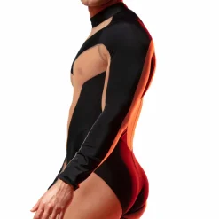 Omohonia Bodys Sexy-Body Zeus Noir à Manches Longues Noir - Chair