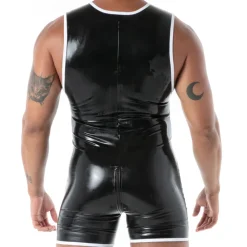 TOF Paris Bodys Sexy|Tenues Sexy-Body Zippé en Latex Seconde Peau Noir