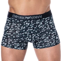 Emporio Armani Boxers-Boxer All Over Logo Bleu Marine