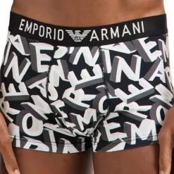 Emporio Armani Boxers-Boxer Bold All Over Lettering Coton Noir