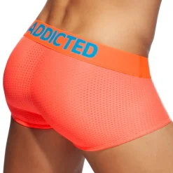 Addicted Boxers Sexy|Push Up-Boxer Court Cockring Mesh Neon Orange Fluo