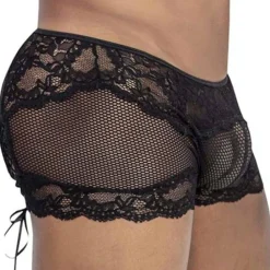 CandyMan Boxers Sexy-Boxer Court Dentelle et Résille Noir