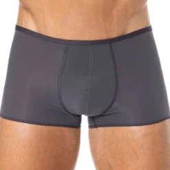 HOM Shortys|Boxers-Boxer Court Temptation Plume Microfibre Gris Anthracite