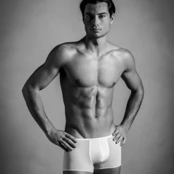 HOM Shortys|Boxers-Boxer Court Temptation Plume Microfibre Blanc