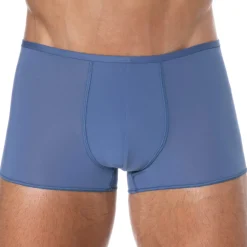 HOM Shortys|Boxers-Boxer Court Temptation Plume Microfibre Bleu Jeans