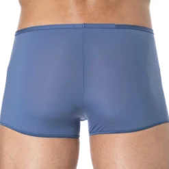 HOM Shortys|Boxers-Boxer Court Temptation Plume Microfibre Bleu Jeans