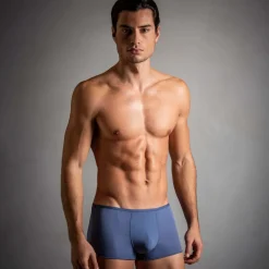 HOM Shortys|Boxers-Boxer Court Temptation Plume Microfibre Bleu Jeans