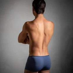 HOM Shortys|Boxers-Boxer Court Temptation Plume Microfibre Bleu Jeans