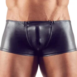 Orion Boxers Sexy-Boxer Court Zip Simili Cuir Noir