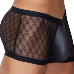 CandyMan Boxers Sexy-Boxer Dentelle et Simili Cuir Noir