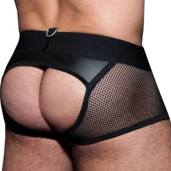 AD Fetish Boxers Sexy-Boxer Empty Bottom Mesh Mixed Noir