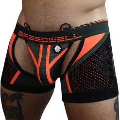 Breedwell Jockstraps|Boxers Sexy-Boxer Jock Chock Cockpit Kaki - Orange Fluo