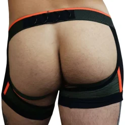 Breedwell Jockstraps|Boxers Sexy-Boxer Jock Chock Cockpit Kaki - Orange Fluo