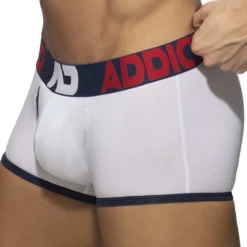Addicted Shortys|Boxers-Boxer Open Fly Coton Blanc - Bleu Marine