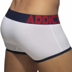 Addicted Shortys|Boxers-Boxer Open Fly Coton Blanc - Bleu Marine