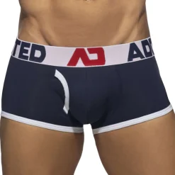 Addicted Shortys|Boxers-Boxer Open Fly Coton Bleu Marine - Blanc