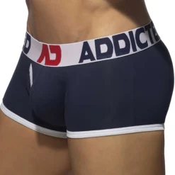 Addicted Shortys|Boxers-Boxer Open Fly Coton Bleu Marine - Blanc