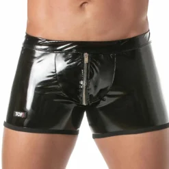 TOF Paris Boxers Sexy|Sous-Vêtements Push Up-Boxer Zippé Push Up Vinyl Noir