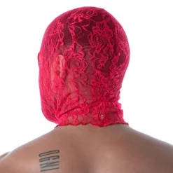 TOF Paris Accessoires Sexy-Cagoule en Dentelle Fluide Rouge