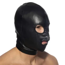 AD Fetish Accessoires Sexy-Cagoule Fetish en Cuir Vegan Noire