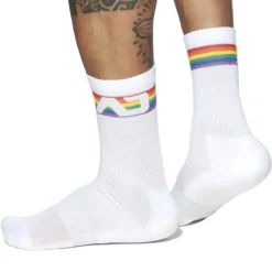 Addicted Chaussettes-Chaussettes AD Rainbow Blanches