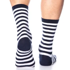 SKU Chaussettes-Chaussettes Basses Coton Marinière - Bleu Marine - Blanc