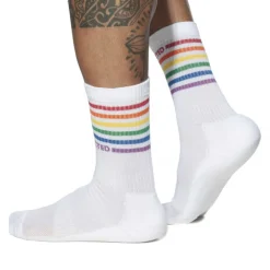 Addicted Chaussettes-Chaussettes Rainbow Blanches