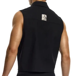 Modus Vivendi Chemises / Polos-Chemise Crop Sans Manches en Lin Noire