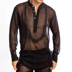 L'Homme invisible Hauts|Chemises / Polos-Chemise Tunique Chantilly Noire
