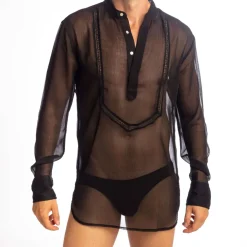 L'Homme invisible Hauts|Chemises / Polos-Chemise Tunique Chantilly Noire