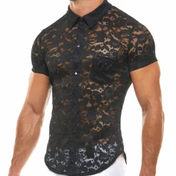 Modus Vivendi Tenues Sexy|Chemises / Polos-Chemisette Dentelle Florale Noir