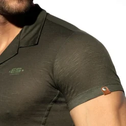 ES Collection Chemises / Polos-Chemisette Slim Fit Microfibre Vert Kaki