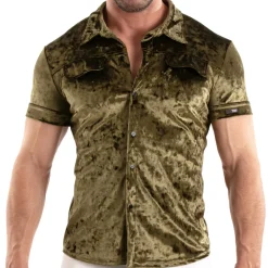 TOF Paris Chemises / Polos-Chemisette Velours Froissé Kaki