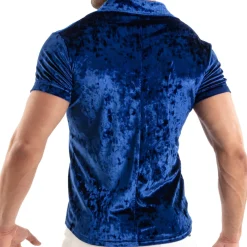 TOF Paris Chemises / Polos-Chemisette Velours Froissé Bleue