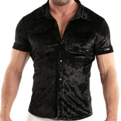 TOF Paris Chemises / Polos-Chemisette Velours Froissé Noire
