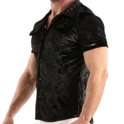 TOF Paris Chemises / Polos-Chemisette Velours Froissé Noire