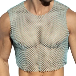 ES Collection Tenues Sexy|Débardeurs-Crop Top Beachy Résille Bleu Ciel