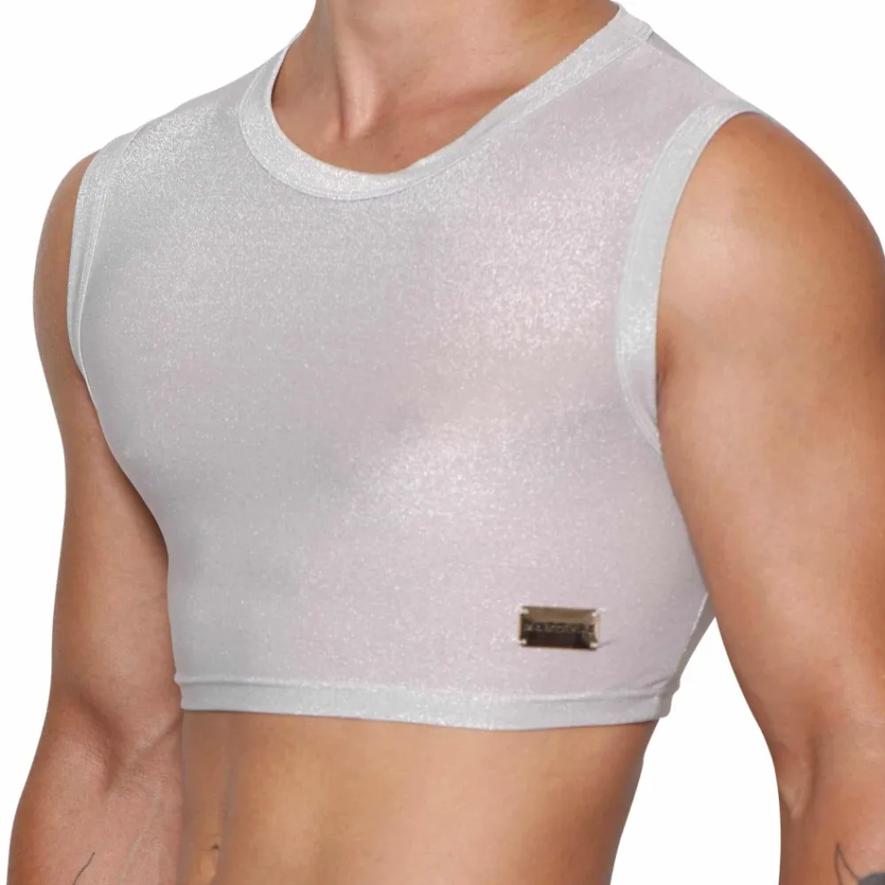 Marcuse Tenues Sexy|Débardeurs-Crop Top Glisten Blanc - Argent
